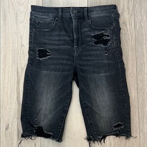 American Eagle Outfitters Black Distressed Denim Shorts